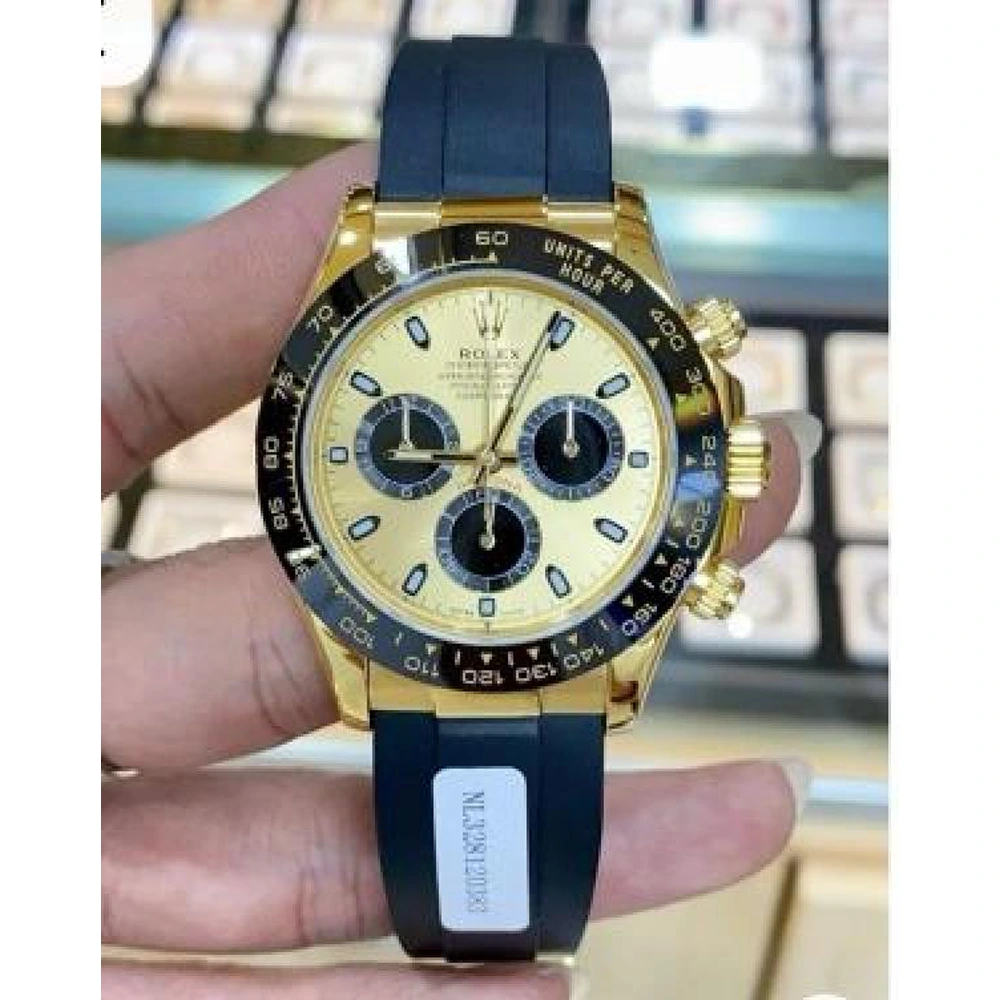 Rolex Daytona Watch Virat Kohli Edition Champion Gold Dial With Gold And Black Body For Men (SHZ915)