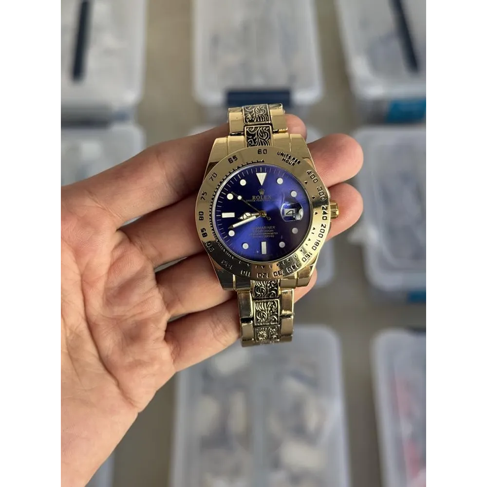 Rolex Watch Vintage Gold Blue Quartz For Men (SW511)