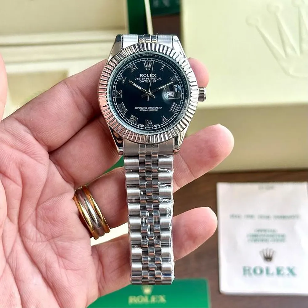 Rolex Watch Metal Silver Black For Men (SW894)