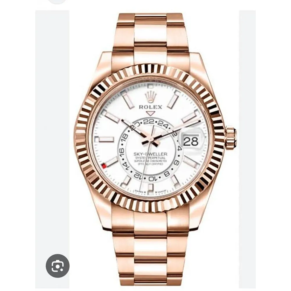 Rolex Watch Sky-Dweller Rose Gold White Index Dial For Men (SW419)