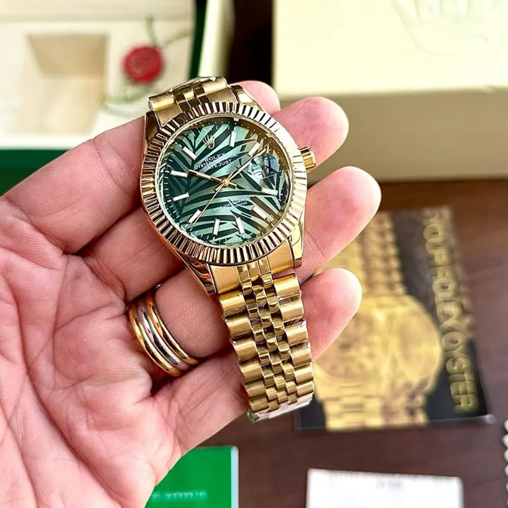 Rolex Watch Metal Gold Green For Men (SW896)