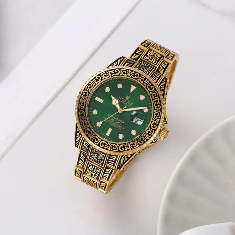 Rolex Oyster Watch Vintage 2 Ton-Gold-Green For Men (SHZ870)