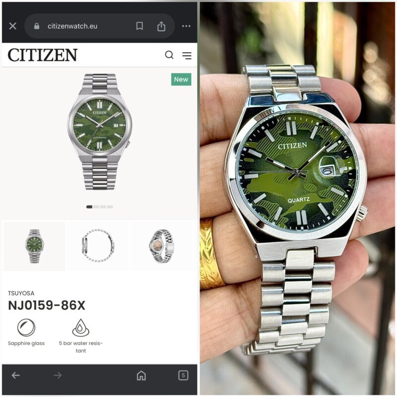 CITIZEN SILVER GREEN TSUYOSA
