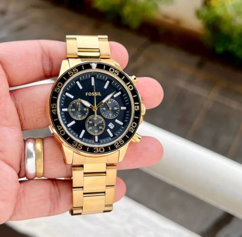 FOSSIL 7AA BLACK SATIN DIAL CHRONOGRAPH