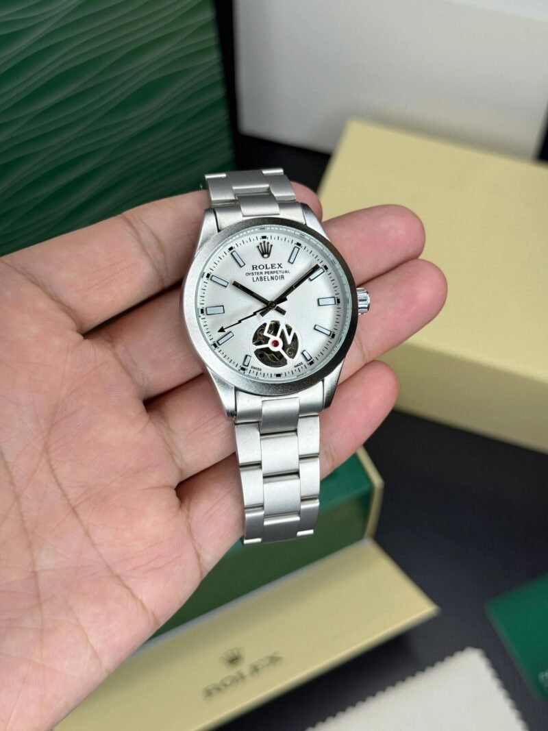 ROLEX LABELNOIR OPEN BACK AUTOMATIC WHITE DIAL